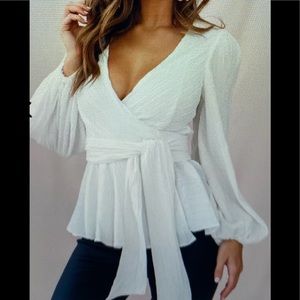 Selfie Leslie Macy Fit & Flare Wrap Top White XS